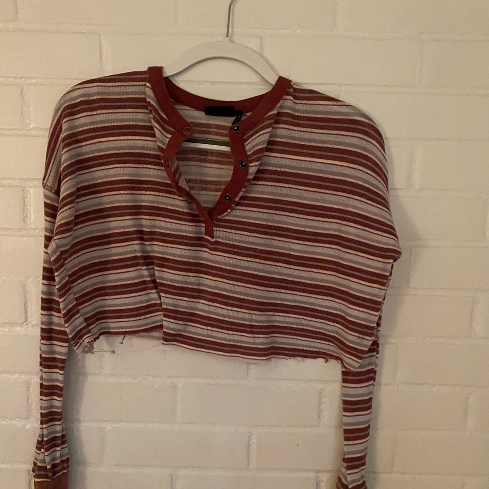 Striped Cropped thermal style top